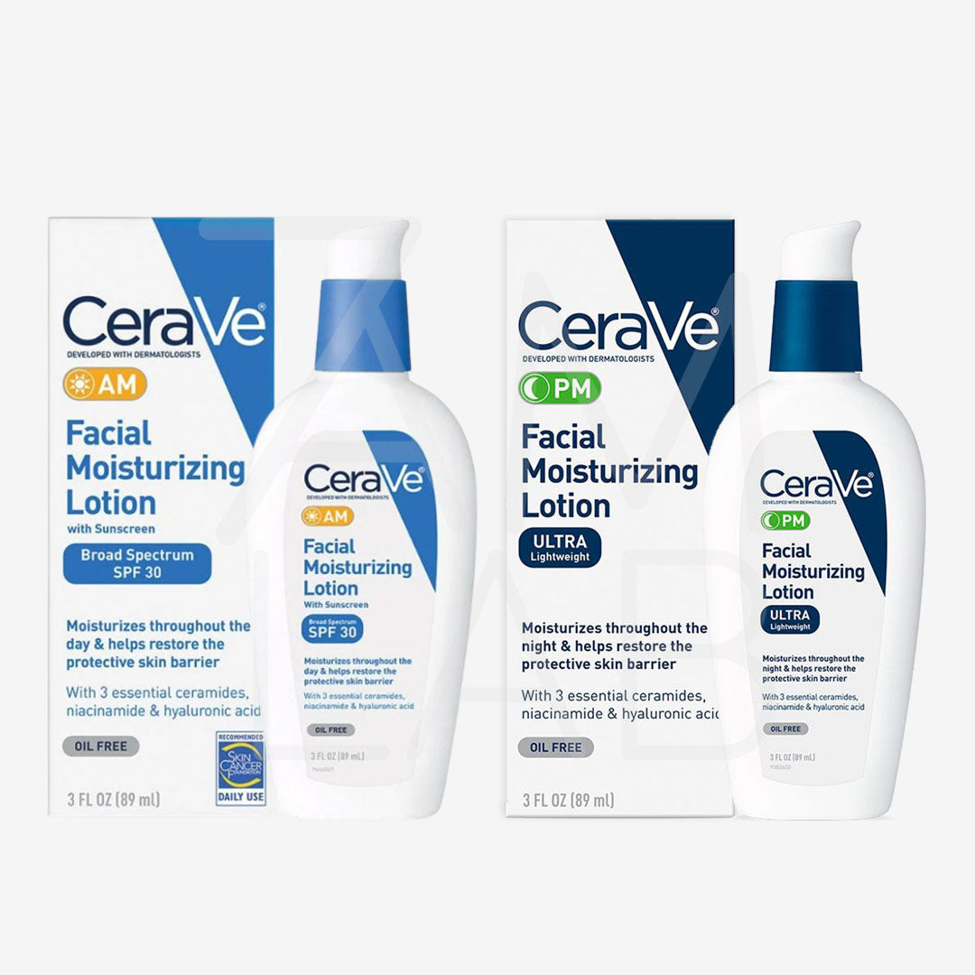 CeraVe AM Facial Moisturizing Lotion SPF 30 & PM Moisturizing Lotion Night Cream